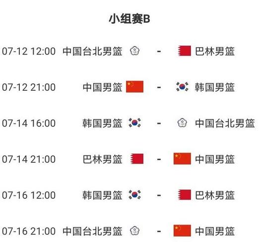 亚洲杯赛程表男篮