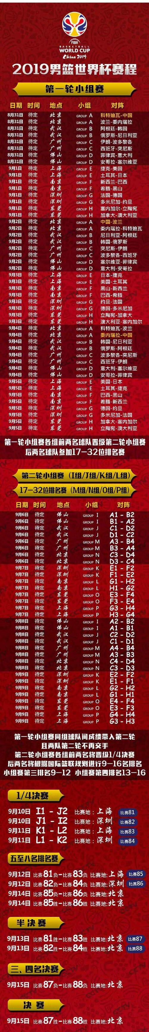 男篮世界杯预选赛中国赛程直播